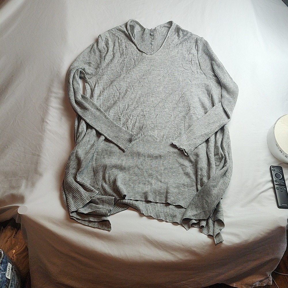 PPLA Devon Pullover Hoodie Ribbed Knit Heather Gray Women's Size Large